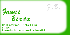 fanni birta business card